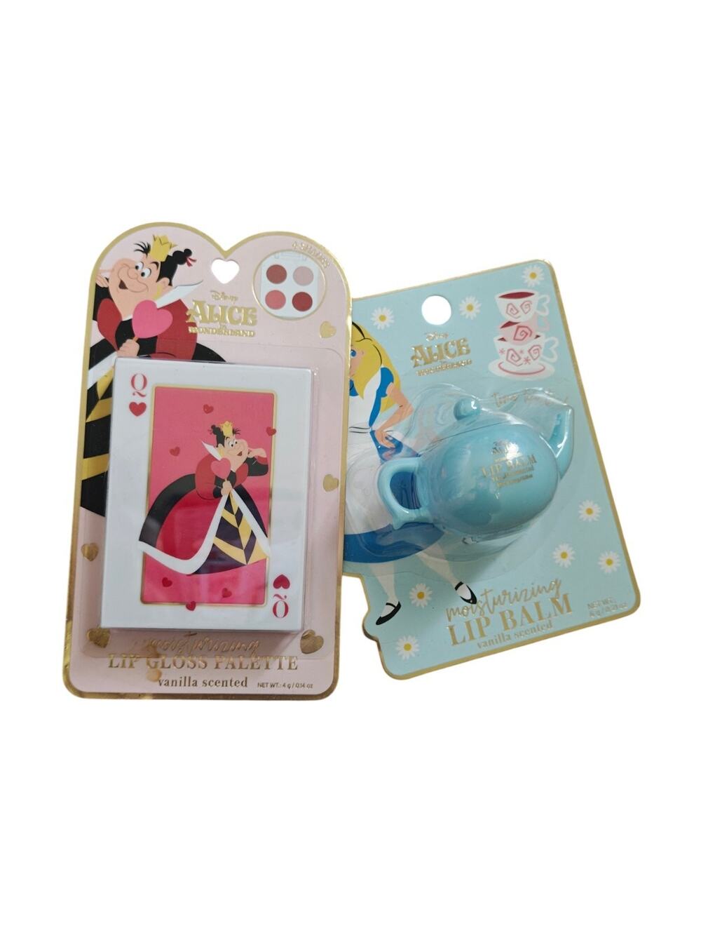 Disney Alice in Wonderland Vanilla Lip Gloss Queen of Hearts Card Shape Set Of 2
